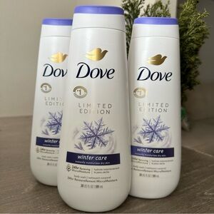 LOT OF 3 DOVE LIMITED EDITION WINTER CARE BODY WASH EACH BOTTLE HAS 20 FL OZ NEW